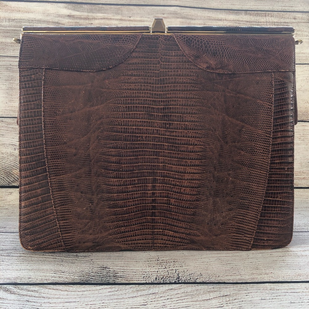 Vintage 1950s Sterling Lizard Leather Bag Briefcase